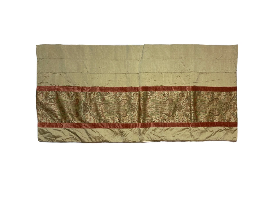 Vintage Chris Madden Luxury Valance Short Curtain Silk Blend Rare Gold Print - Image 1 of 4