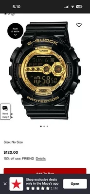 Reloj de cuarzo Casio G-Shock digital de resina negra para hombre - GD-100GB-1DR Foto 1 de 3