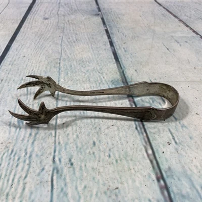 Pinzas de hielo vintage de plata de ley con monograma de 5,75" de largo 64 gramos Foto 1 de 4