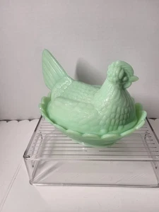 Plato cubierto de nido de gallina de vidrio Gibson de jadeíta 6x8 - Imagen 1 de 9