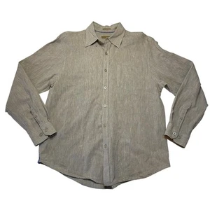 Bruno Tan Beige Washable Linen Long Sleeve Button Down Shirt - Size Men's Medium - Picture 1 of 6