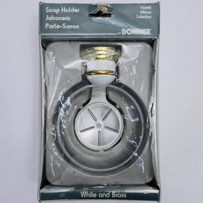 Donner Milano Wall Mounted Soap Dish Holder White & Brass 436WB - Image 1 of 4