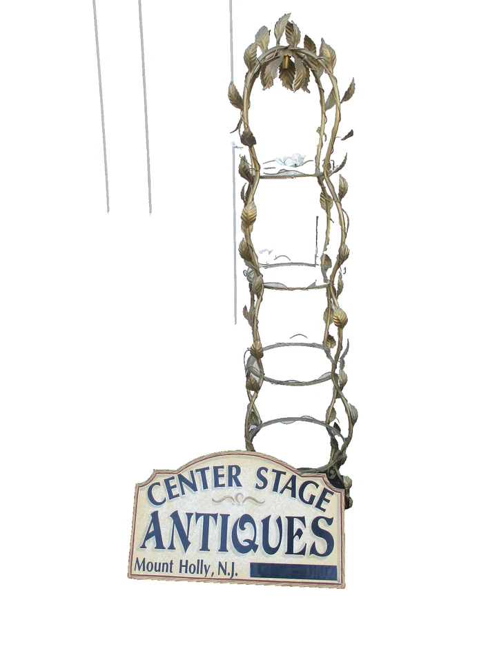 64469 Librería Estante Curio Whatnot de Hierro Dorado con Flores 22"W x 72"H Foto 1 de 4