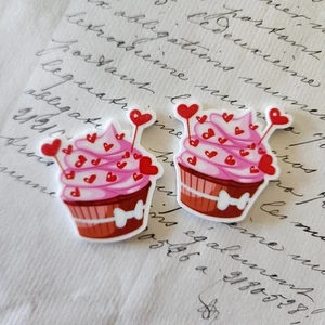 2pc Valentine Cupcake Planar Resin, Craft Supply - Picture 1 of 5