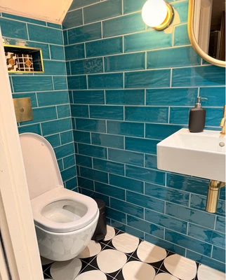 Ripples Blue Wall Tile, Ceramic 10x30cms, Bathroom, new in original sealed box - Image 1 of 3