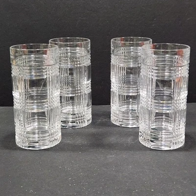 NUEVO EN CAJA Ralph Lauren Glen Juego de 4 vasos de barra alta de cristal a cuadros Foto 1 de 4