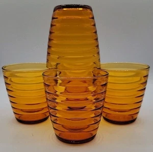 Lot 4 Vtg Duralex France Amber Beehive Glasses 4” Tumbler - Picture 1 of 7
