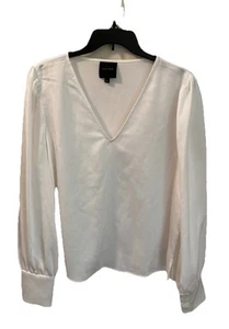 Alex Marie White Puffed Sleeve Blouse Size Large Textured Dressy Office Party - Picture 1 of 7