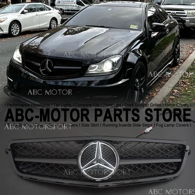  For Mercedes Benz W204 08-14 C180 C250 C300 C350 Black Front Grille W/LED Star - Image 1 of 4