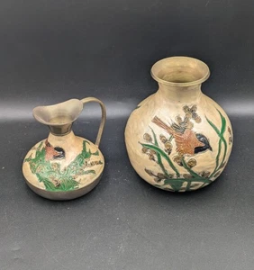 Dekorative Messing & Emaille Kanne und Vase - Bild 1 von 4