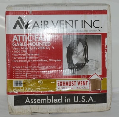 Air Vent Inc. 53316 фронтальный установленный черный чердак вентилятор предварительно проводной термостат - Изображение 1 из 4