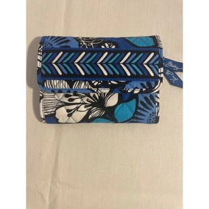 Cartera Vera Bradley Triple Azul Floral Acolchada Compacta - Imagen 1 de 6