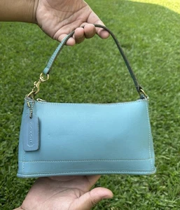 Vintage Coach 9311 Demi Bleeker Bag Teal Blue Leather Purse Baguette USA Made - Picture 1 of 18
