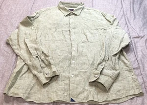 Untuckit 100% Linen XX-Large Men’s Long Sleeve Button Up Green Shirt - Bild 1 von 8