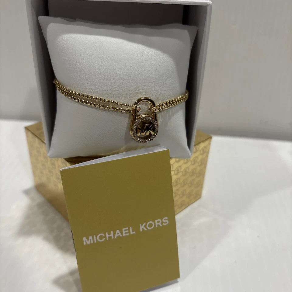 NUEVO MICHAEL KORS Pulsera Deslizante Tono Dorado Cristal Pavé Caja de Regalo Foto 1 de 4