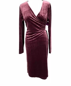 Alfani Womens Purple Velvet Knee-Length Party Wrap Dress M NWT pockets - Picture 1 of 5