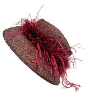 Jones New York Women's Straw Hat Straw Feathers Size Medium 22" IC - Picture 1 of 7