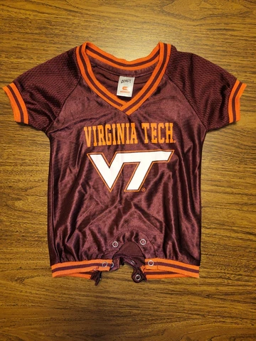 VIRGINIA TECH Baby Outfit size 3/6 months Short Sleeve Snap Button VT Hokies E2 Cover