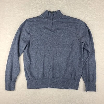 Suéter masculino Bonobos XL azul branco listrado fino quarto de zíper moletom - Imagem 1 de 4