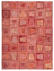 Patchwork Handgeknüpfter Perserteppich 240x180 cm-Orient,Carpet,Rug,Vintage,Rot - Bild 1 von 8