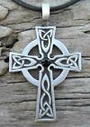 Pewter Wales Celtic Cross Irish Gothic Jet Black Onyx Austrian Crystal Pendant
