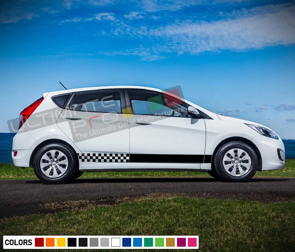 Kit de carrocería a rayas laterales de vinilo calcomanía adhesiva para Hyundai Accent 2015 2016 2017 2018 Foto 1 de 2