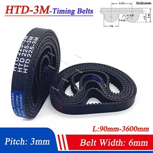 HTD-3M Timing Pulley Belt Pitch 3mm Close Loop Rubber Synchronous Belt Width 6mm - Picture 1 of 6