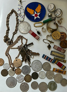 COOL Mini-Junk Drawer with Silver, Military Collectables, More SEE PIX   06-249