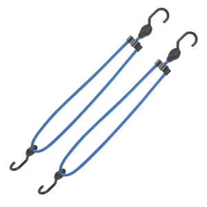 Bungee Cord Adjustable Heavy Duty Tie Down Strap 22in to 32in Blue 2 Pack Hooks - Picture 1 of 12