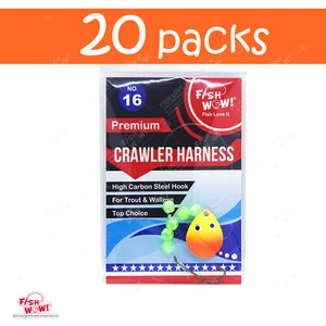20 piezas Fish WOW!® 1 gancho Walleye Spinner Crawler Arnés aparejo cuchara Snell Hook #16 - Imagen 1 de 2