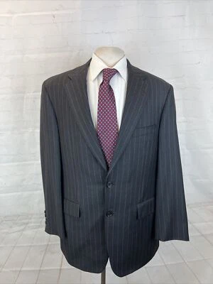 SUPER 110'S Samuelsohn Men's Gray Striped Wool Suit 43L 35X32 $2,895 - Image 1 of 4