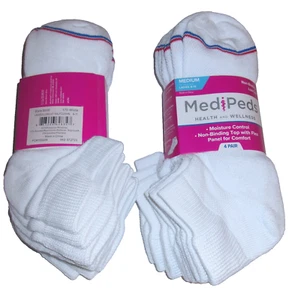 Womens 8 Pairs Medipeds Cushioned & Vented Non Binding Diabetic Low Cut Socks - Picture 1 of 6