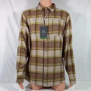 Mens Flannel Long Sleeve Shirt, Mt. Evans Tree Moss Brown, Alpine Design - LARGE - Picture 1 of 4
