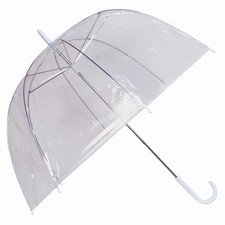 Large Unisex Clear Dome See Through Umbrella Handle Transparent Walking Brolly