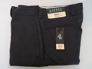 Lauren Ralph Lauren Men's Flat Front 100% Wool Grey Plaid Dress Pants W33 X L30 - Picture 1 of 5
