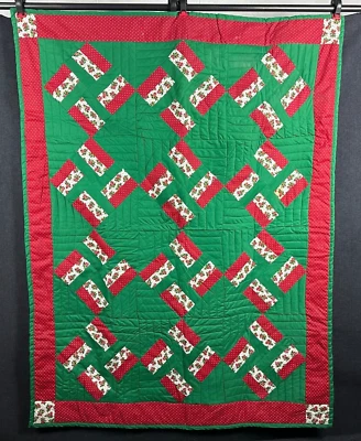 Edredón de regazo de Navidad vintage Ditsy granja hecho a mano acebo verde rojo granja Foto 1 de 4