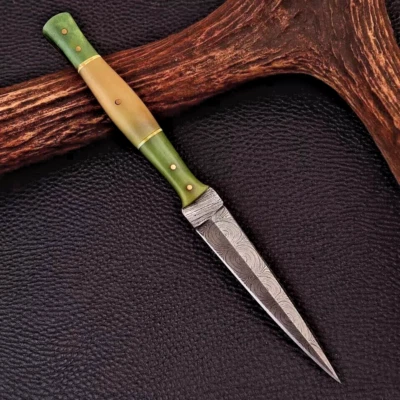 Custom Made Damascus Hunting Boot Knife / Hand Forged Damascus Blank Blade 1383 - Image 1 of 4