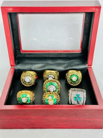 7 PCS Boston Celtics NBA Championship Complete Ring Set W Box, USA SHIP Cover