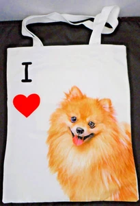 Hundetasche weiß mit I Herz/Love Pomeranian weiches Canvas Tasche Druckknopf 17x14,5 #5 - Bild 1 von 7