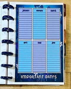Dates 2 Sided Dashboard Insert for use with MINI Happy Planner- - Picture 1 of 3