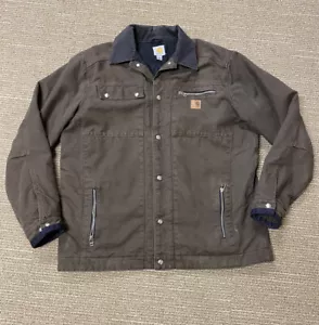 Vintage Carhartt Detroit Work Jacket Dark Brown Made in Mexico Sz Large! Lined - Picture 1 of 6