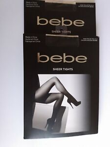 LOT of 2 Bebe Black Sheer Tights Women’s Small S Pantyhose New In Sealed Package