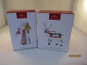Hallmark 2024 Father  Christmas and Father Christmas Reindeer Ornaments both NIB - Picture 1 of 2