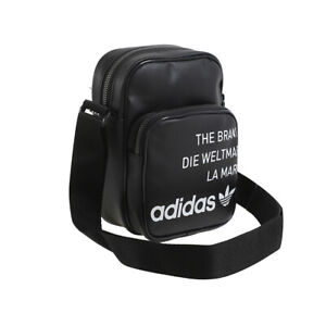 Adidas Vintage Mini Bag Unisex Sports Travel Casual Leather Pouch Black GN4445