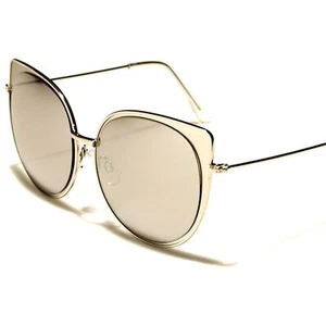 Celebrity Fashion Elegant Designer Chic Silber verspiegelte Gläser Cat Eye Sonnenbrille - Bild 1 von 2