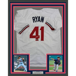Framed Facsimile Autographed Joe Ryan 35x39 Minnesota White Reprint Jersey - Picture 1 of 2