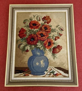 Vintage Wall Hanging Tapestry w Still Life Floral Bouquet Pattern 70s Flower Art - Picture 1 of 20