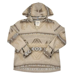 DYLAN Aztec Baja Hoodie Sweatshirt Small Tan Western Southwestern Wool Blend - Picture 1 of 9
