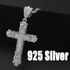 925 Silver Gold Crystal Cross Pendant Necklace Chain Women Men's Jewellery Jesus