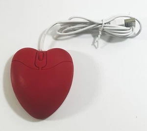 Heart-Shaped Computer Mouse Red Wired USB - Photo 1/5